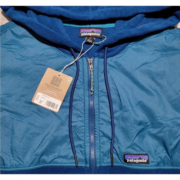 Patagonia Women's Microdini Hooded Fleece Jacket Full Zip Lagom Blue Size Large - Picture 3 of 5